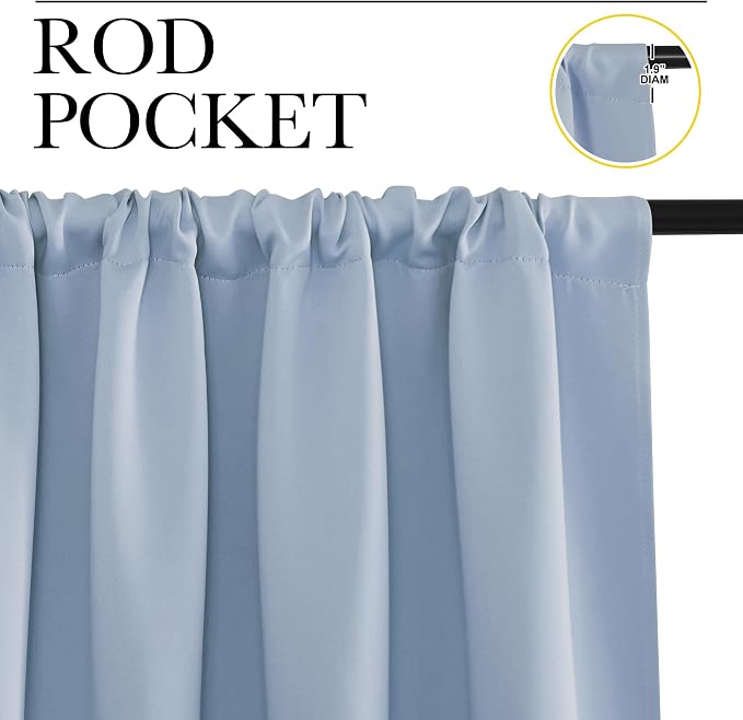 NICETOWN Blackout Curtains for Bedroom, Vintage Blue, 1 Pair, 70 by 63-inch - Image 2