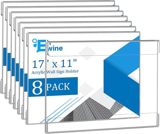 EHWINE 8 Pack 11x17 Wall Mount Acrylic Sign Holder, Horizontal Wall Signs Photo by EHWINE