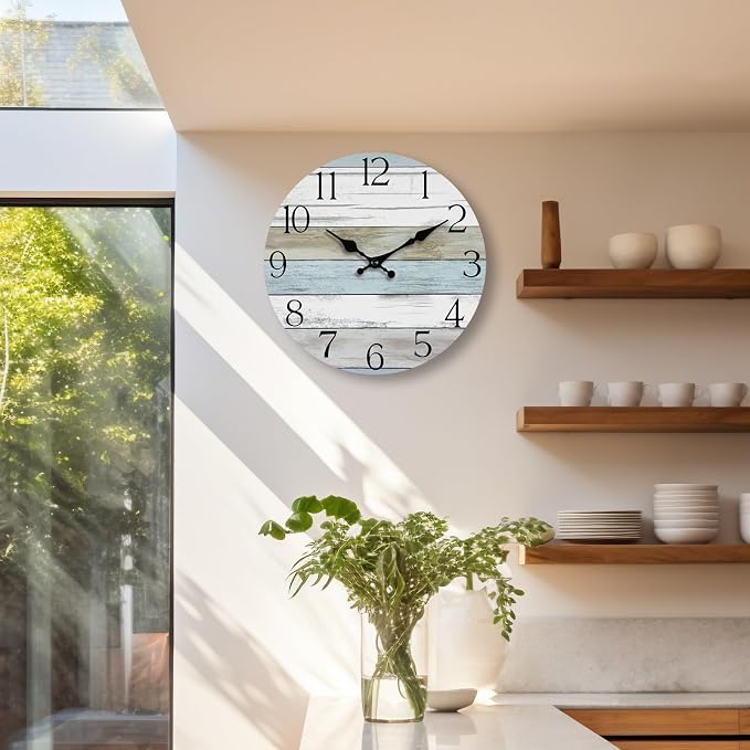Wall Clock, Silent Non Ticking Wall Clocks Battery Operated, Rustic Wooden - Image 7