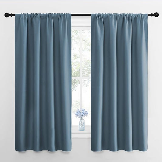 NICETOWN Blackout Curtains for Bedroom, Smoky Blue, 1 Pair, 42 by 45-inch by NICETOWN