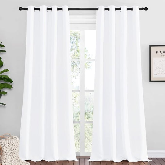 NICETOWN Blackout Curtains for Kids Room, Pure White, 55 x 102 Inch, Triple by NICETOWN