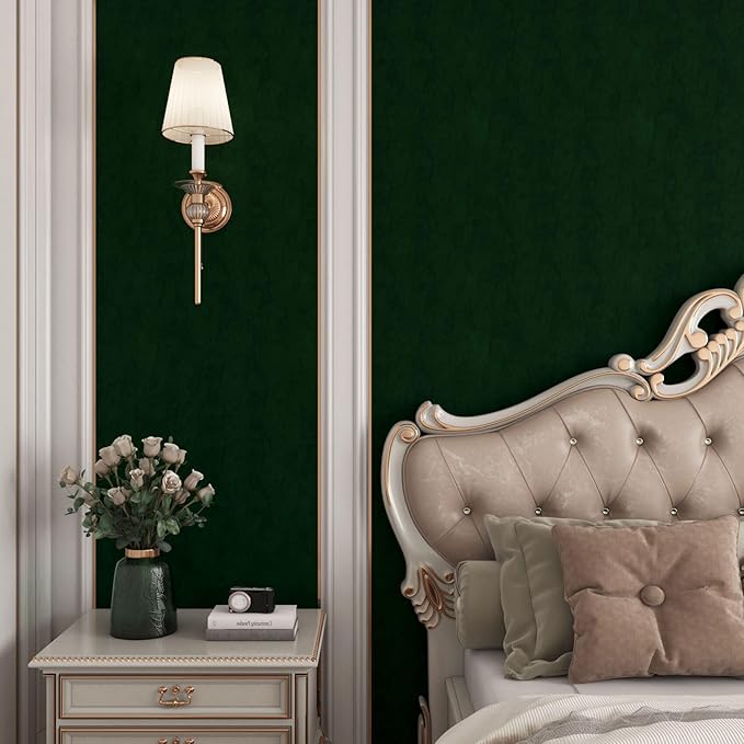 YENHOME Self Adhesive Green Felt Fabric Wallpaper Peel and Stick 30"X200" Green - Image 3