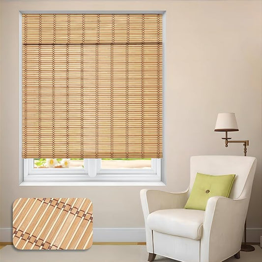 LUCKUP Cordless Roman Shades, Roll Up Bamboo Blinds by LUCKUP