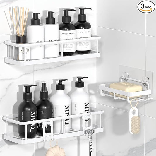YASONIC Shower Caddy Adhesive, No Drill Bathroom Shower Organizers, by YASONIC