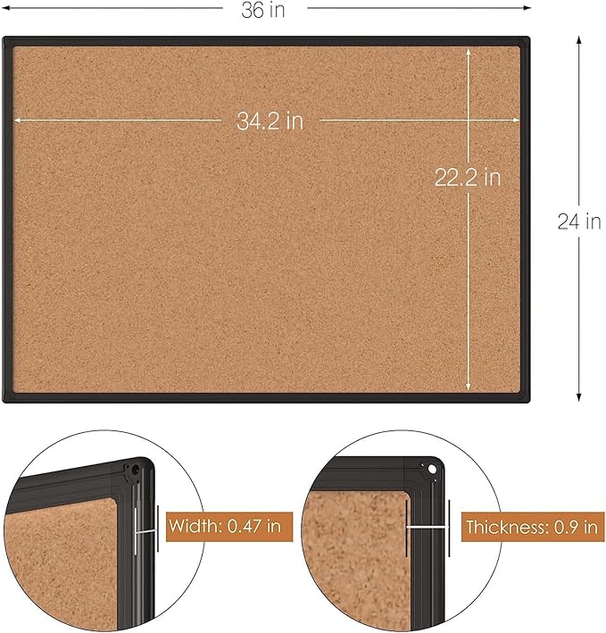 2-Pack Cork Board Bulletin Board 24 x 36, Office Board - Image 5