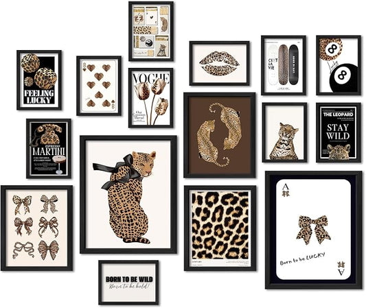 ANERZA 16 PCS Stockholm Style Room Decor, Cheetah Print Leopard Gallery Wall by ANERZA