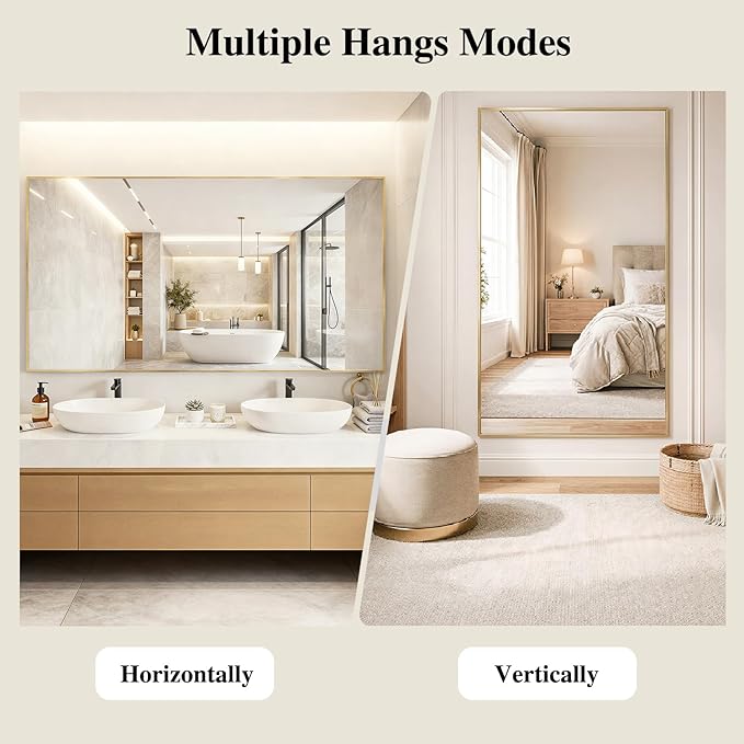 Koonmi Gold Mirrors for Wall, 30x30 Inch Bathroom Mirror, Rectangular Wall - Image 6