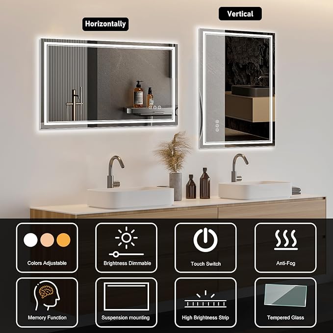Ratsamee 55x36 Inch LED Bathroom Mirror - Image 5