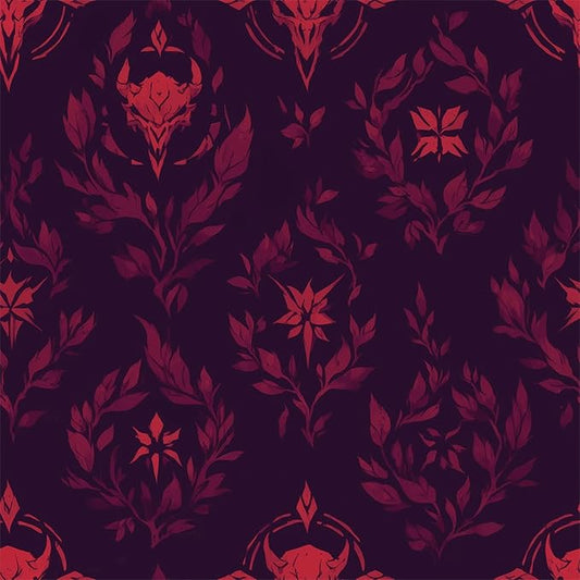 FLFK Gothic Peel and Stick Wallpaper Dark Red Wallpaper 16" x 384" Vinyl by FLFK