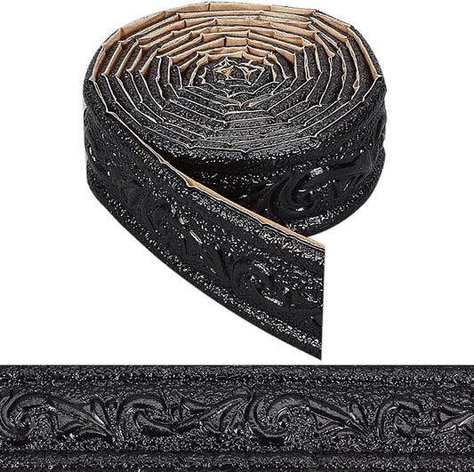 CRASPIRE 90x1.8in Peel Stick Foam Molding Black Baseboard Trim Self Adhesive by CRASPIRE