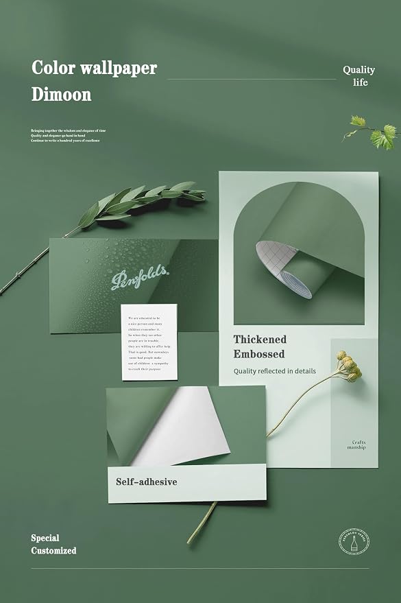 Dimoon 394''x17.7'' Green Peel and Stick Wallpaper Contact Paper Modern Self - Image 4