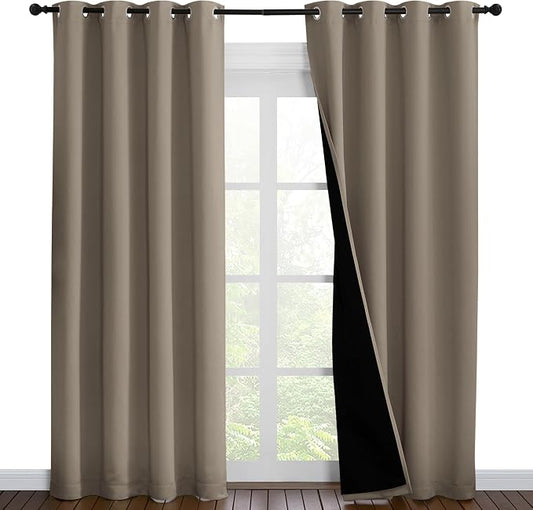 NICETOWN Taupe Full Shade Curtain Panels, Pair of Energy Smart & Noise Blocking by NICETOWN