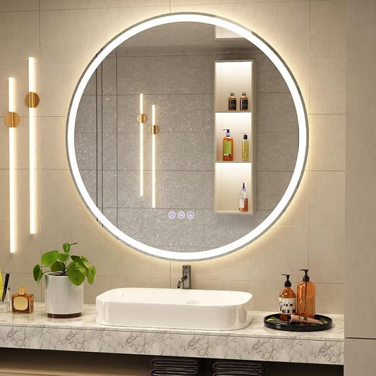 BEAUTYPEAK 24x24 LED Round Bathroom Mirror by BEAUTYPEAK