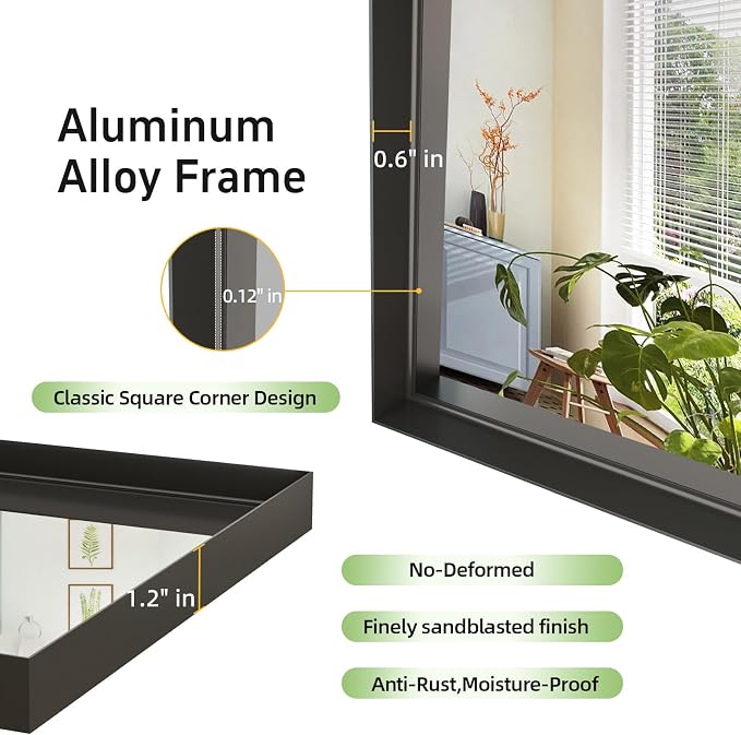 48”x 36” Black Bathroom Mirrors - Image 3