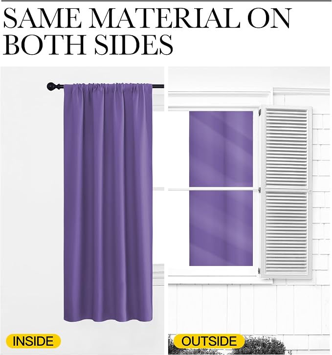 NICETOWN Blackout Curtains for Bedroom, Lilac Purple, 1 Pair, 42 by 45-inch - Image 5