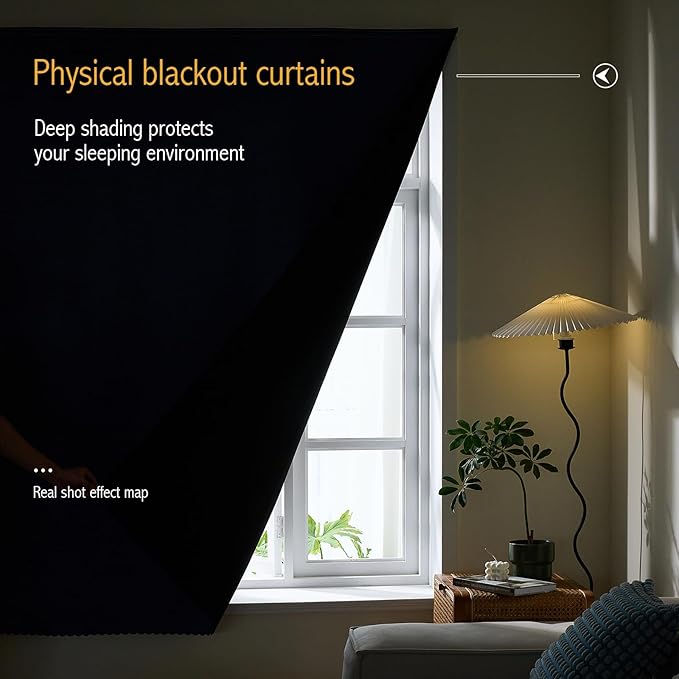 AJAZZ 100% Blackout Self Adhesive Curtains Small Window Short Temporary - Image 4