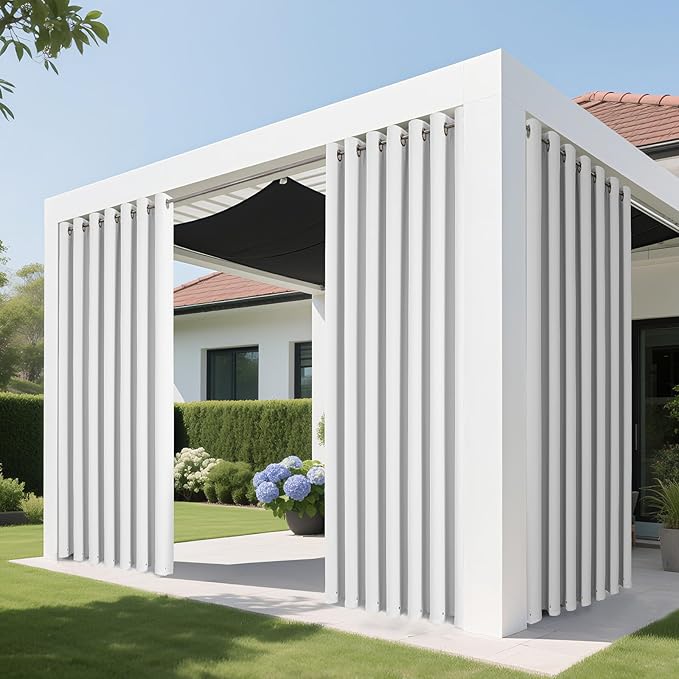 Joydeco Blackout Patio Sliding Door Curtains 96 Inches Long, Grommet Privacy Room Divider Curtains, Extra Wide Thermal Blackout Drapes for Bedroom Living Room (Pure White, 80Wx96L, 1 Panel)