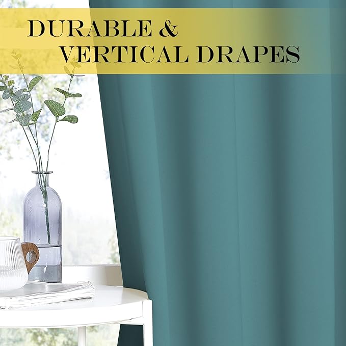 NICETOWN Blackout Drapery Curtain Panel 90 inches Long - Window Treatment Thermal Insulated Grommet Blackout Curtain/Drape for Bedroom Living Room (Sea Teal, 1 Panel, 46 by 90 inches)