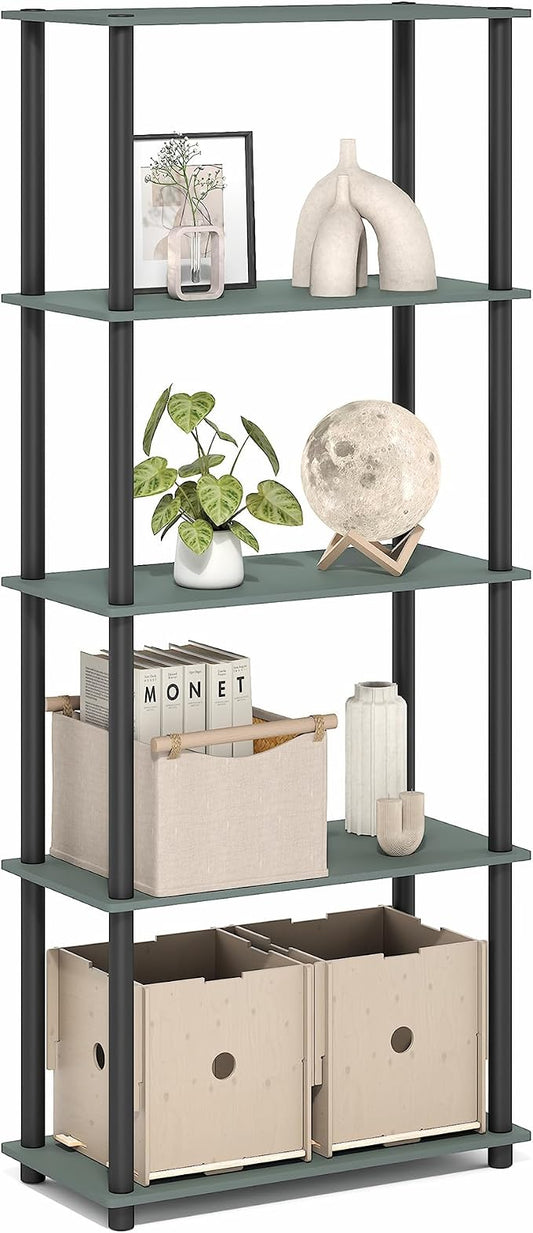 Furinno Turn-N-Tube Storage Shelves, 5-Tier Book Shelf, Corner Shelf, Toolless by Furinno-FitsYourSpaceFitsYourBudget