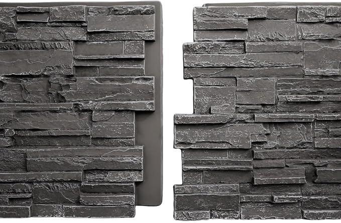 EverStone Cascade Faux Stone Panel, 48 5/8"W x 24 3/4"H x 1 1/4"D, Graphite - Image 10