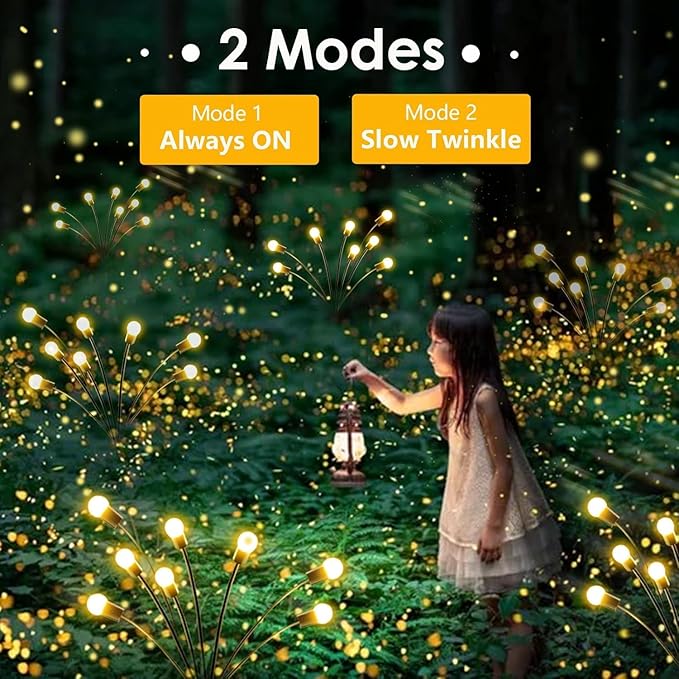 8-Pack Garden Solar Lights, 64 LED Solar Light Outdoor for Garden Decor, Waterproof Firefly Light Outdoor (Sway by Wind), Swaying Light for Outside Yard Pathway Landscape Decorations (Warm White)