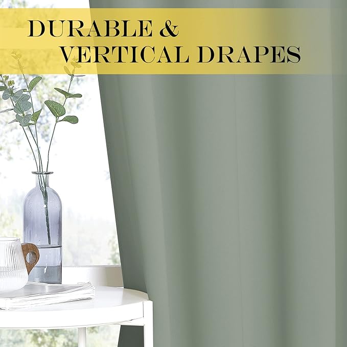 NICETOWN Bedroom Curtain Room Darkening Drapery 102 inches Length - Home Fashion Thermal Insulated Grommet Room Darkening Curtain for Living Room (Sage Green, 1 Panel, 52 x 102 inches)