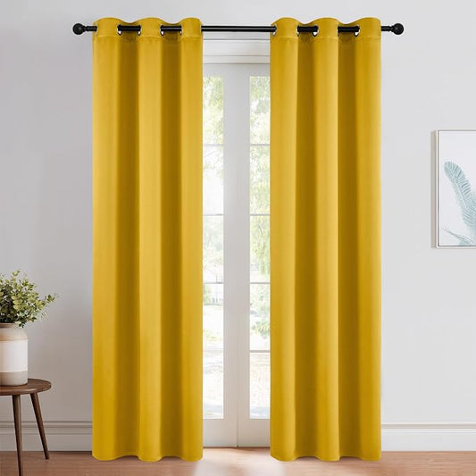NICETOWN Gold Blackout Cafe Faux Silk Curtains by NICETOWN
