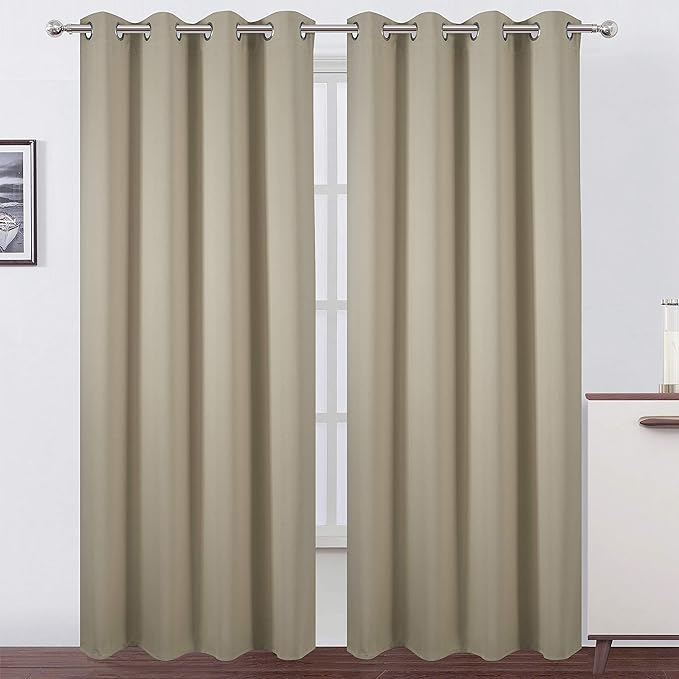 LEMOMO Blackout Curtains 52 x 84 Inch Long Beige Curtains Set of 2 Panels Room by Lemomo