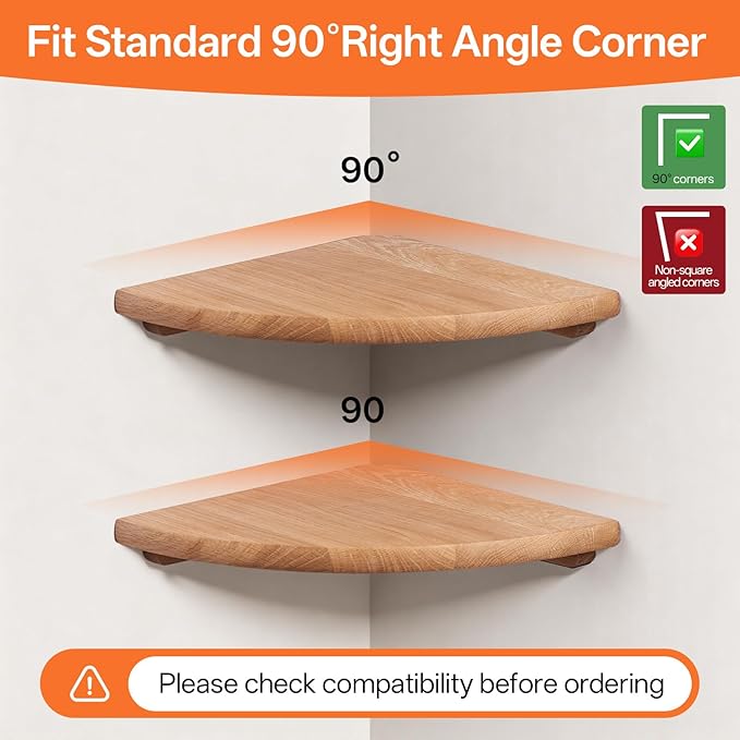Gieanoo Corner Floating Shelf 7inch Solid Oak Wood Floating Corner Shelf - Image 5