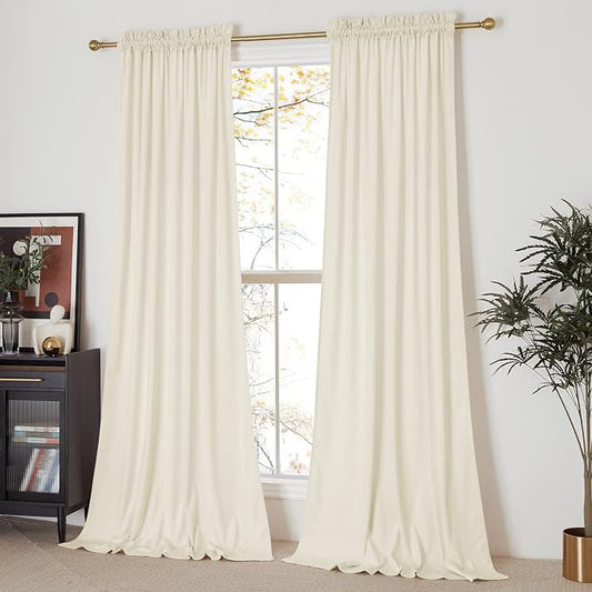 NICETOWN Ivory White Velvet Curtains 144" Length 52" Wide, Luxury and Thick by NICETOWN