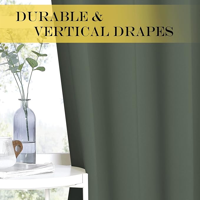 NICETOWN Patio Blackout Curtain Panels - Extra Wide Sliding Door Thermal Insulated Drape, Privacy Room Divider Curtain for Bedroom Office (Dark Mallard, 66 x 118 Inch Long)
