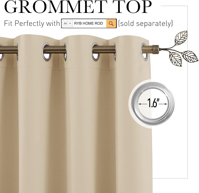 RYB HOME Room Divider Curtains Total Privacy Screen Thermal Insulated - Image 2