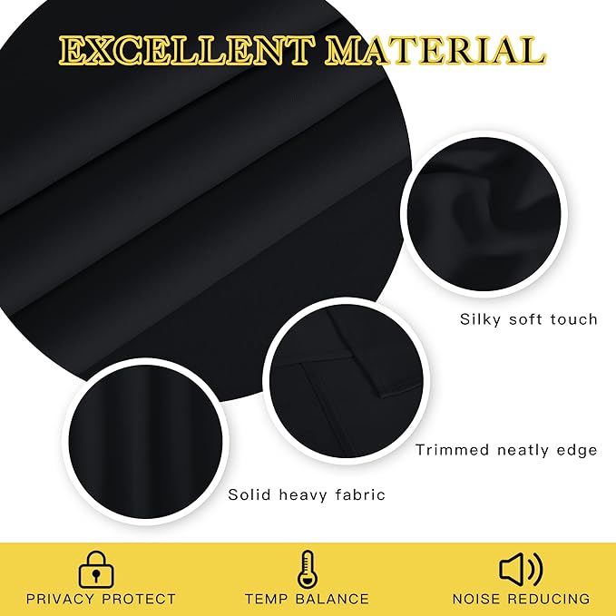 NICETOWN Extra Wide Black Out Curtain 72 inches Long, Grommet Thermal Insulated Window Treatment Room Divider Light & Sound Blocking Drape for Bedroom, Black, W100 x L72, 1 Panel