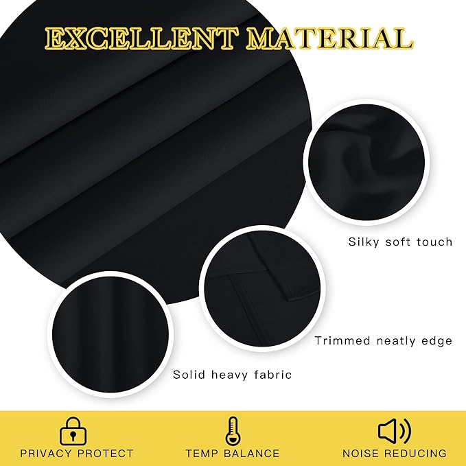 NICETOWN Wide Black Out Curtain for Boys Room, Grommet Blackout Thermal Insulated Window Treatment Room Darkening Sound Reducing for Bedroom/Nursery, Black, 1 Panel, W100 x L63