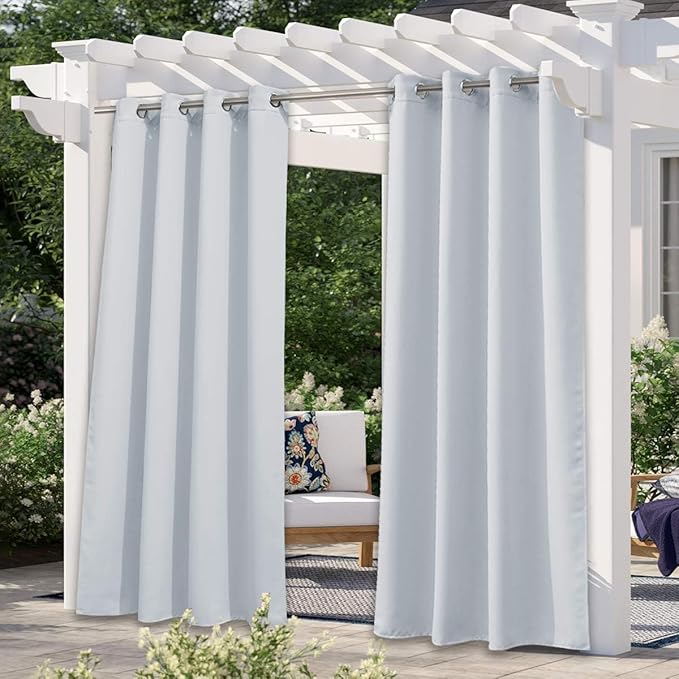 NICETOWN Indoor & Outdoor Curtain Etra Long 120'' for Bedroom, Premium Thick Privacy Weatherproof UV Blocking Energy Saving Vertical Blinds for Public Privacy Protect, Winter White, W52'', 1 PC