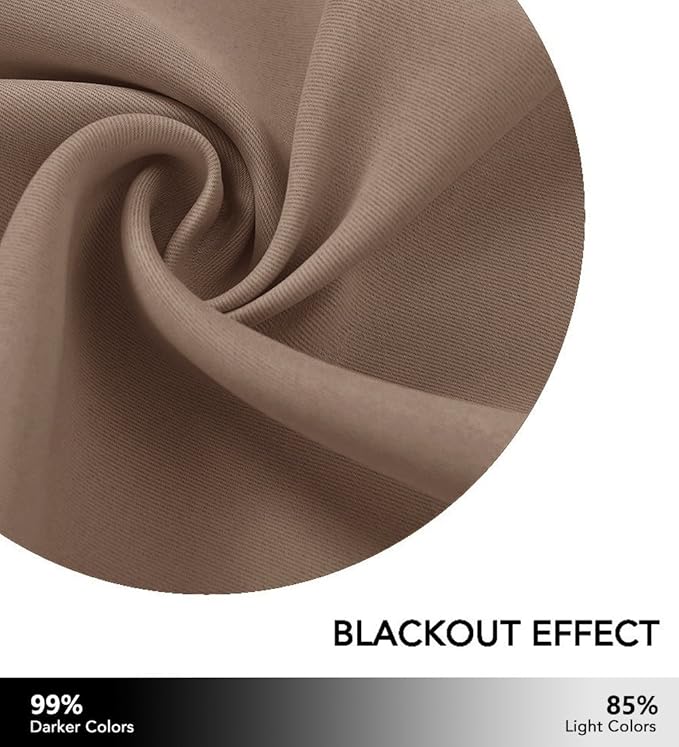 NICETOWN Bedroom Curtain for Patio Room Darkning, Home Decor Thermal Insulated Grommet Top Blackout Indoor Bedroom Vertical Blind/Drape for Garage & Downstairs Window, W84 x L95, 1 PC, Tan