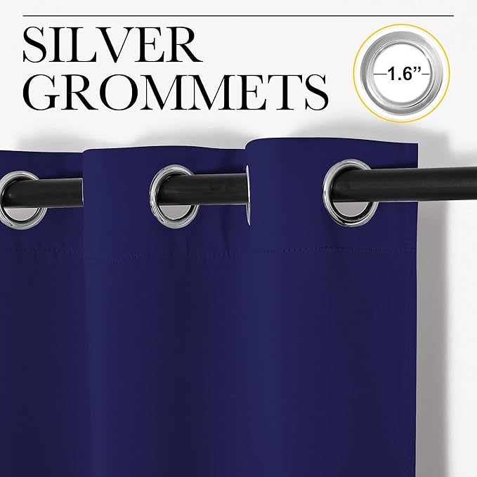 NICETOWN Navy Blue Blackout Curtains 96 inches Length - Image 2