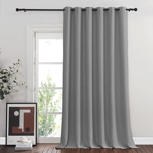 NICETOWN Blackout Silver Grey Sliding Door Curtains 90 inch Length, Thermal by NICETOWN