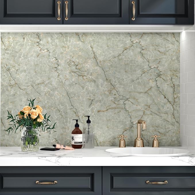Cyan Marble Contact Paper for Countertops Waterproof Marble Wallpaper Peel and - Image 6