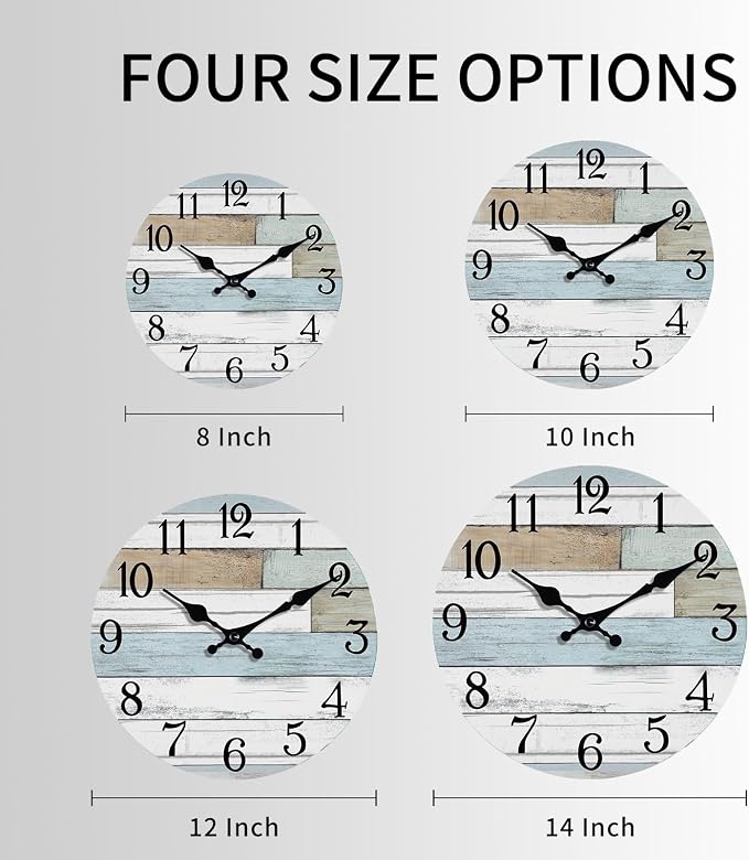 KECYET Wall Clock Battery Operated 12 Inch Silent Non Ticking Coastal Design - Image 2