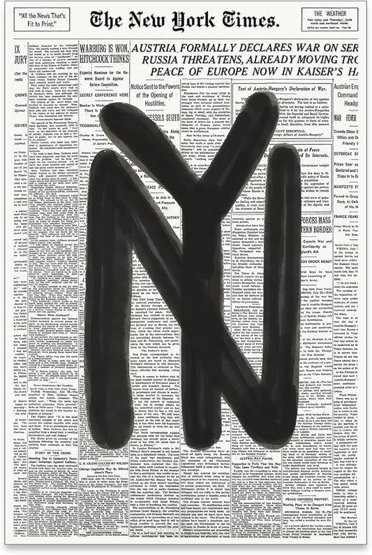 noxozoqm Black and White Newspaper Wall Art Vintage New York City Poster Trendy by Unknown