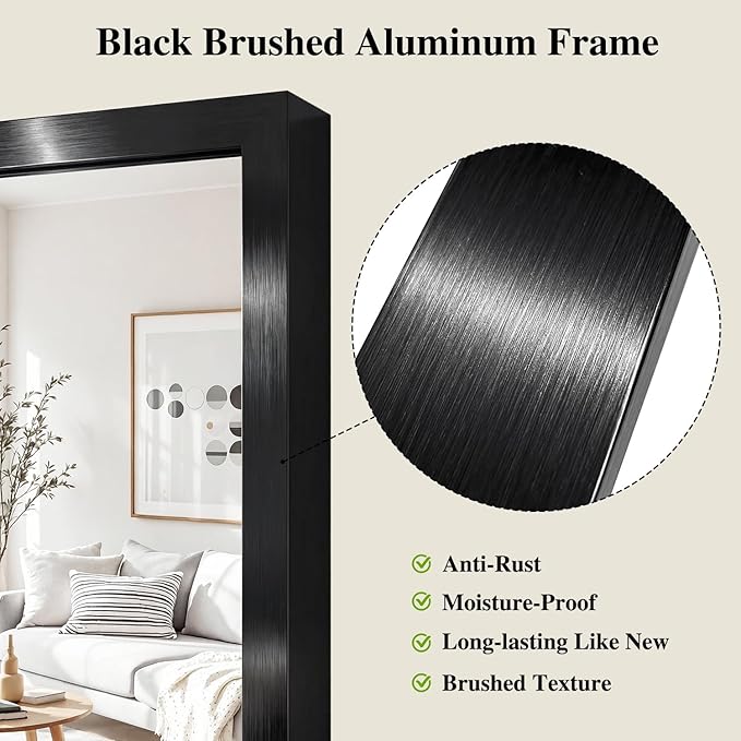 Koonmi Black Mirrors for Wall, 30x36 Inch Bathroom Mirror, Rectangular Wall - Image 4