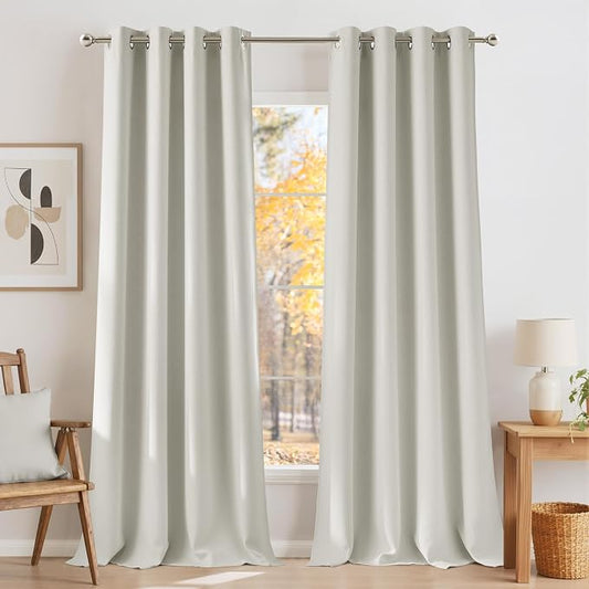 NICETOWN Natural Room Darkening Curtains 84 inches Long by NICETOWN