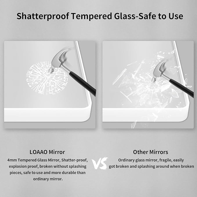 LOAAO 55x30 Inch White Metal Framed Bathroom Mirror - Image 7