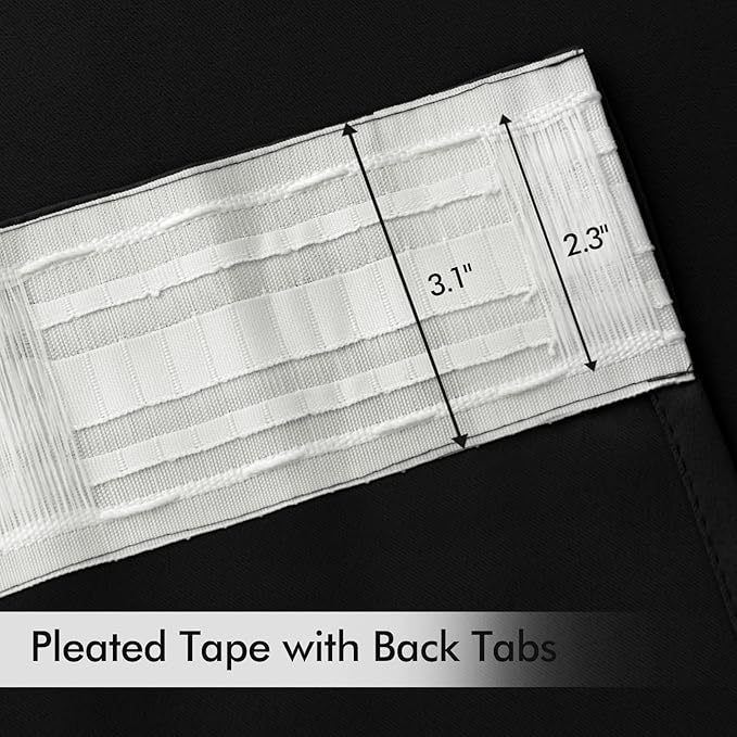 MIULEE Black Back Tab Blackout Curtains 132 Inch Length 2 Panels Set - Image 4