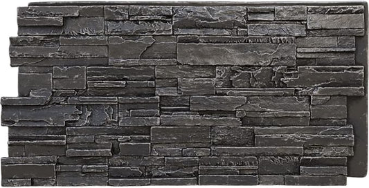 EverStone Cascade Faux Stone Panel, 48 5/8"W x 24 3/4"H x 1 1/4"D, Dark River by EkenaMillwork