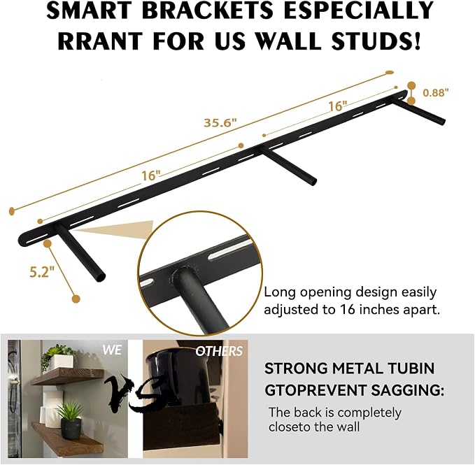 BGMG Wood Floating Shelves 48 inch, Wide Rustic Wooden Wall Shelves - Image 3