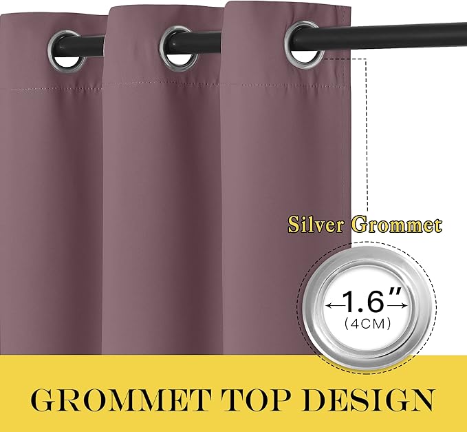 NICETOWN Blackout Bedroom Door Curtain - Grommet Window Treatment Thermal Insulated Light & Sound Reducing Room Darkening Privacy Drape for Doorway (Dry Rose, 1 Panel, W66 x L66)