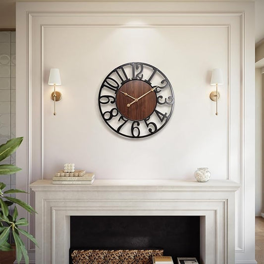 Vantic 24 Inch Large Wall Clock, Arabic Numeral Wood Oversized Wall Clocks by Vantic
