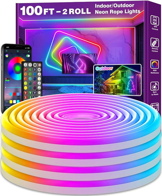 AILBTON 100Ft Neon Rope Lights, Flexible Led Rope Lights Control by AILBTON